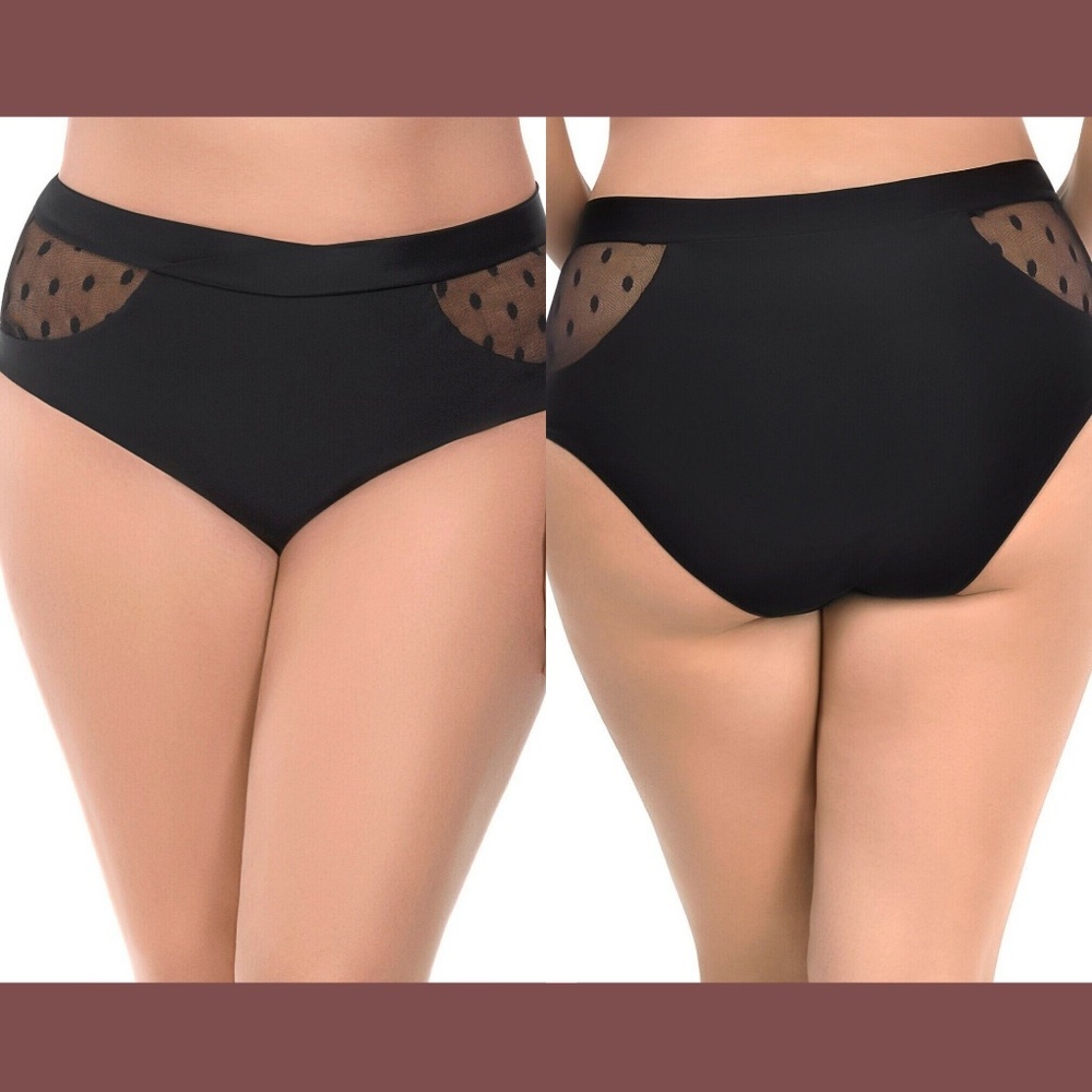 NWT Paramour High Waist Mesh Panel Bikini Bottoms Black [PLUS SZ‎ 2X ]
